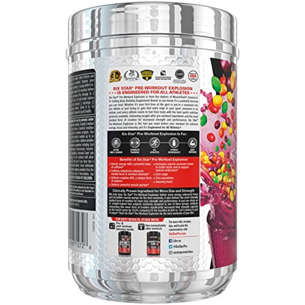 Muscletech Six Star Pre Workout Explosion 60 Serv Rainbow Candy