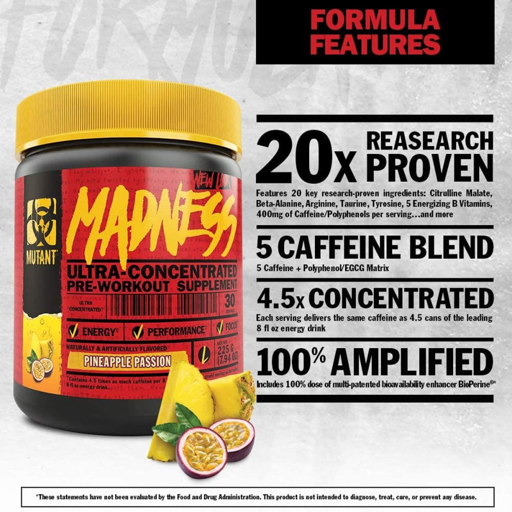 Mutant Maddness Pre-Workout Supplement- Pineapple Passion